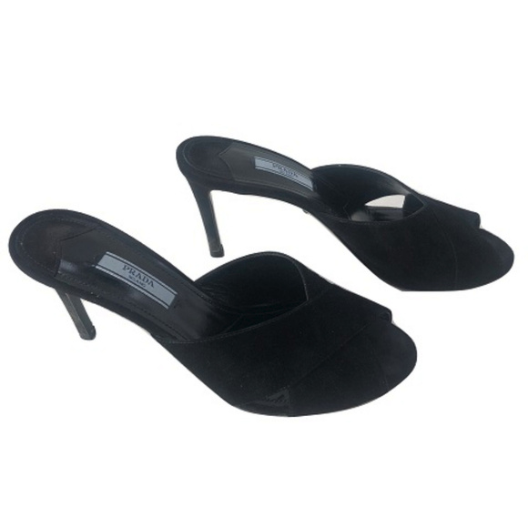 Prada Suede Slide Stiletto Heels, Size 7-7.5 - Picture 3 of 7